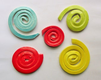 ceramic mosaic tile, Red swirl Tiles - Handmade