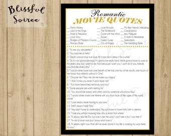 Bridal Shower Game Name that Movie  Love  Quote  Romantic