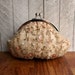 Gift for her, Framed lace clutch purse wristlet, champagne clutch, lace with pink flowers, silk clutch, personalized clutch