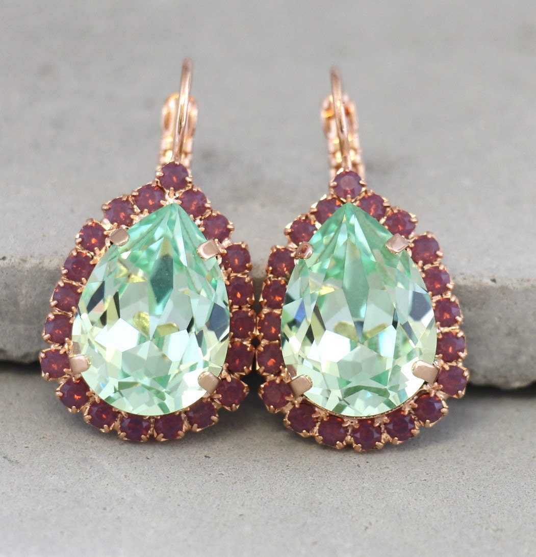 Mint Drop EarringsSwarovski Crystal EarringsMint Crystal