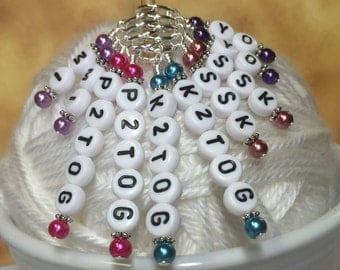 Increase & Decrease Pattern Helper Stitch Markers- Letter Stitch Markers- Knitting Abbreviations