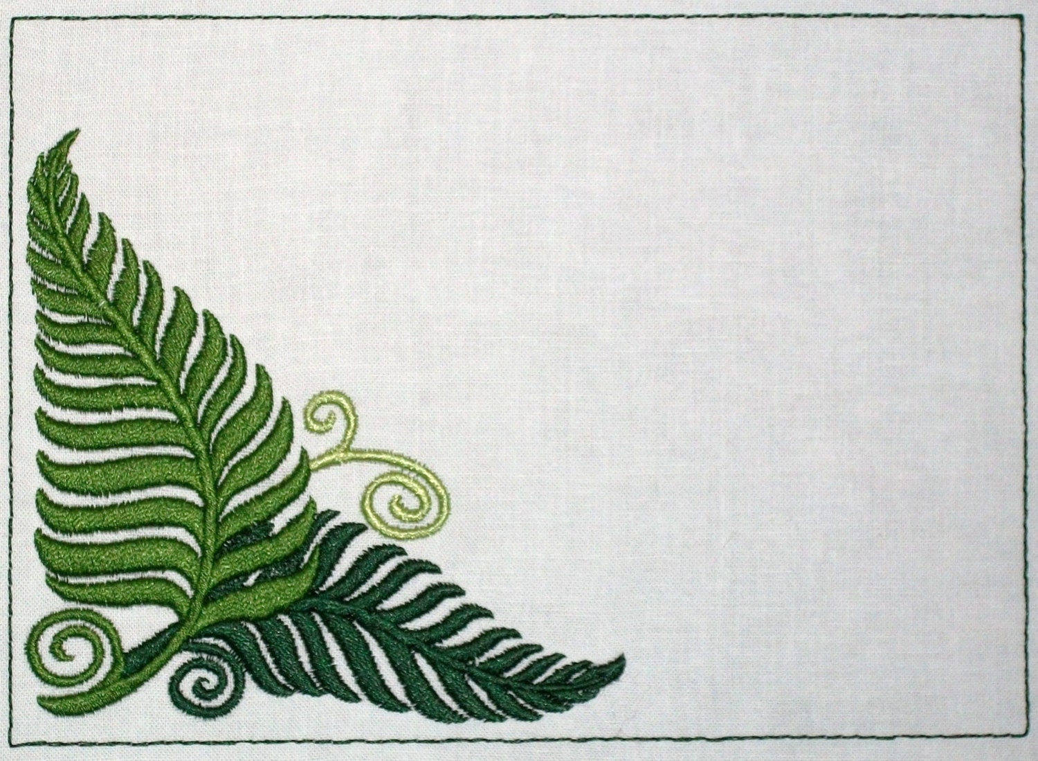 Ferns corner embroidered quilt label to customize with your