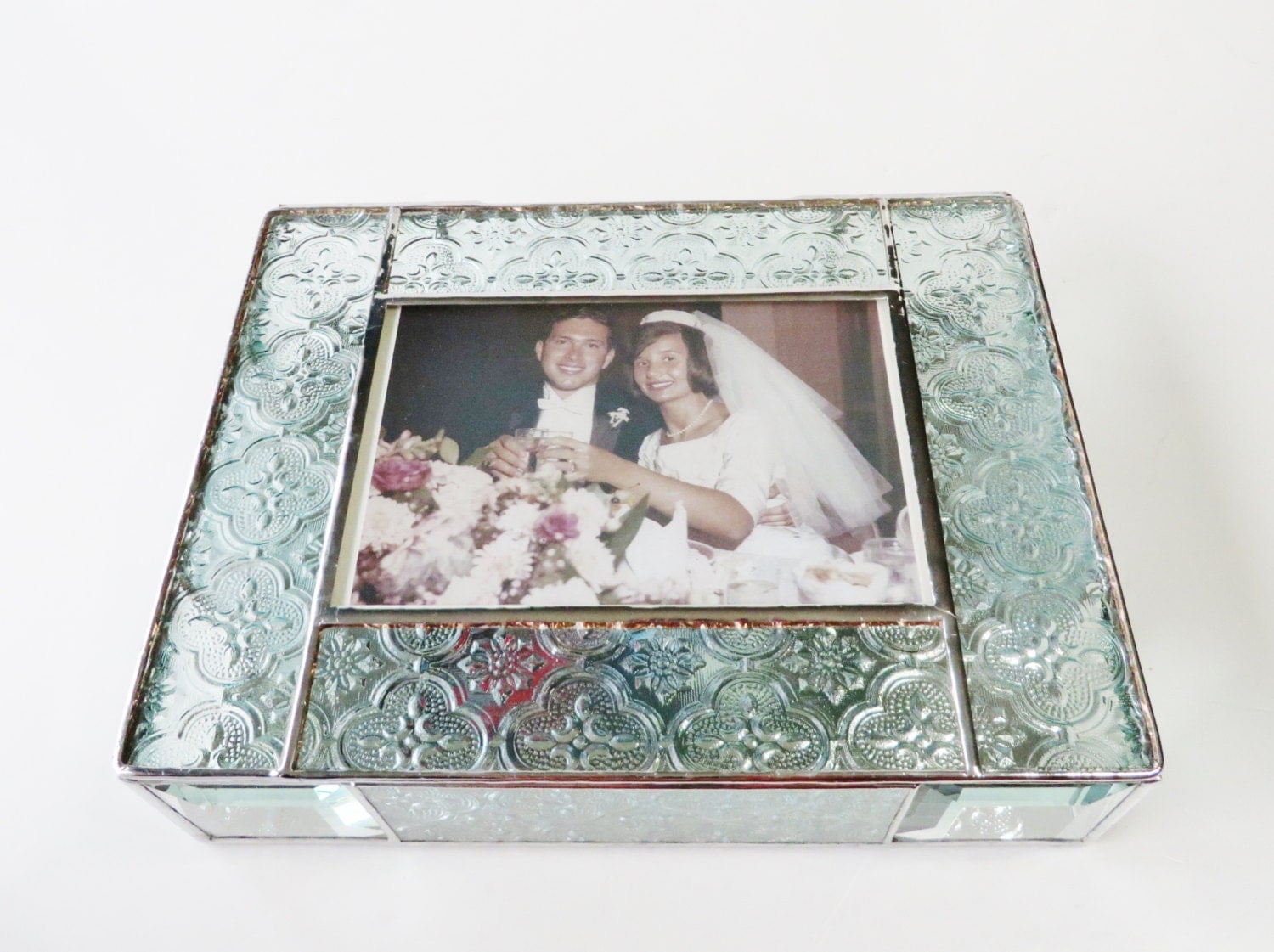 Stained Glass Keepsake  Memory  Box  50th Wedding  Anniversary 