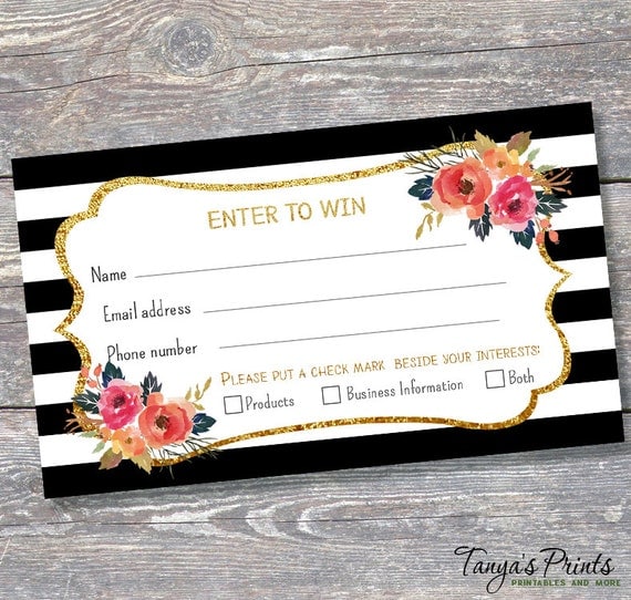 raffle card prize entry ticket win form printable