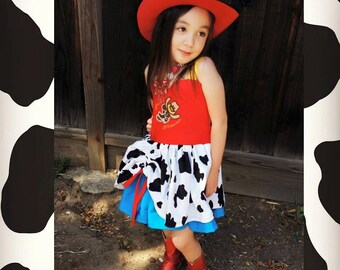 Cowgirl Jessie Western Rodeo Story Princess Poppy dress Cow Print Toy Woody Bounding