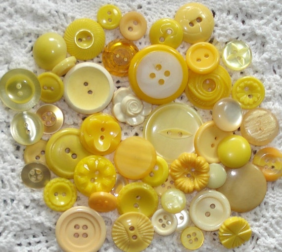 Yellow Buttons Yellow Sewing Buttons Craft Supplies Sewing