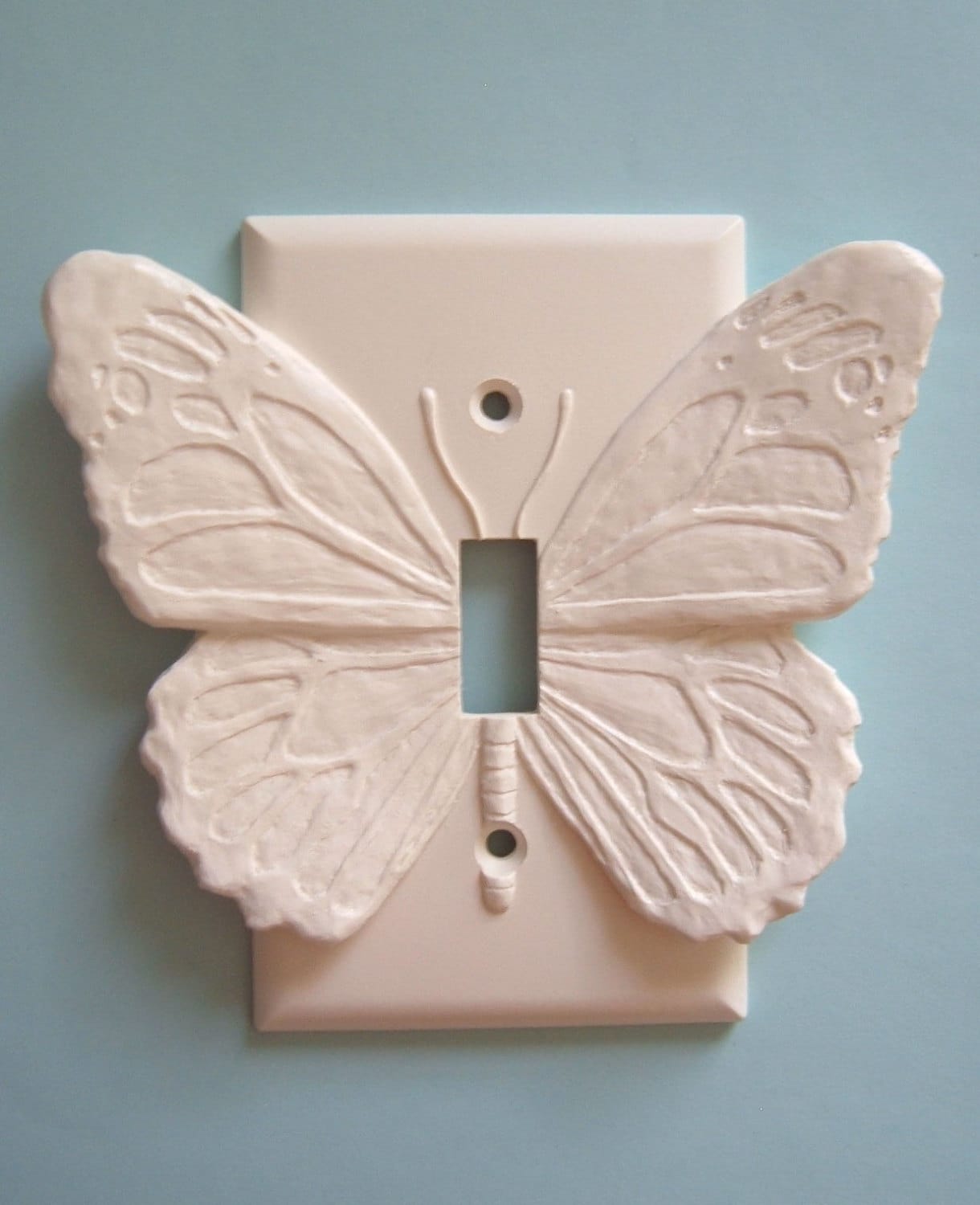 White Butterfly Decor LIght Switch Plate wall cover toggle