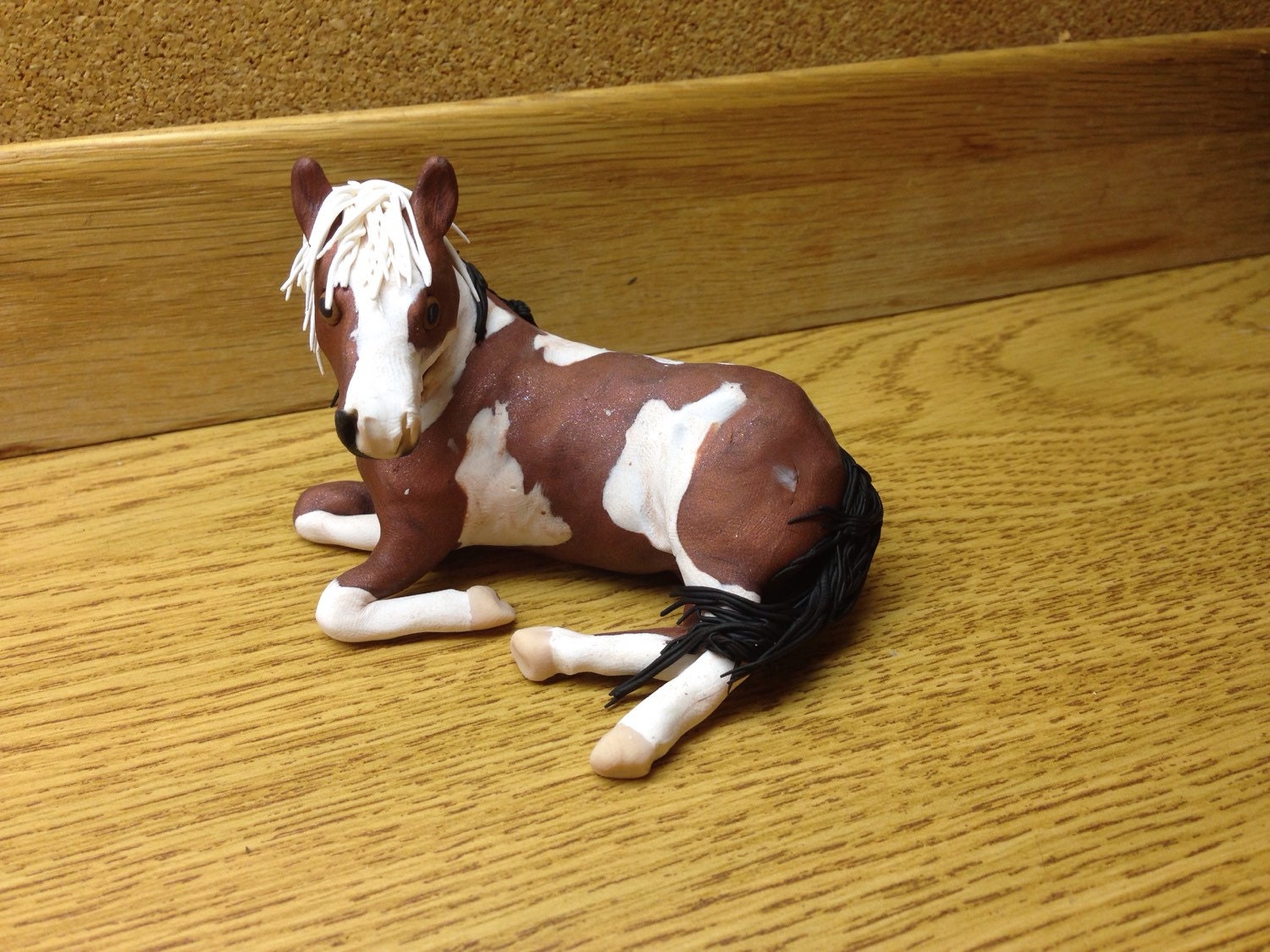 Bay Paint Horse polymer clay sculpture