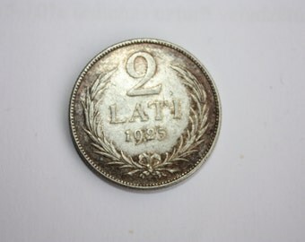 1925 ANTIQUE 2 Lat Silver Coin for collection, gift, jewelry, anniversary
