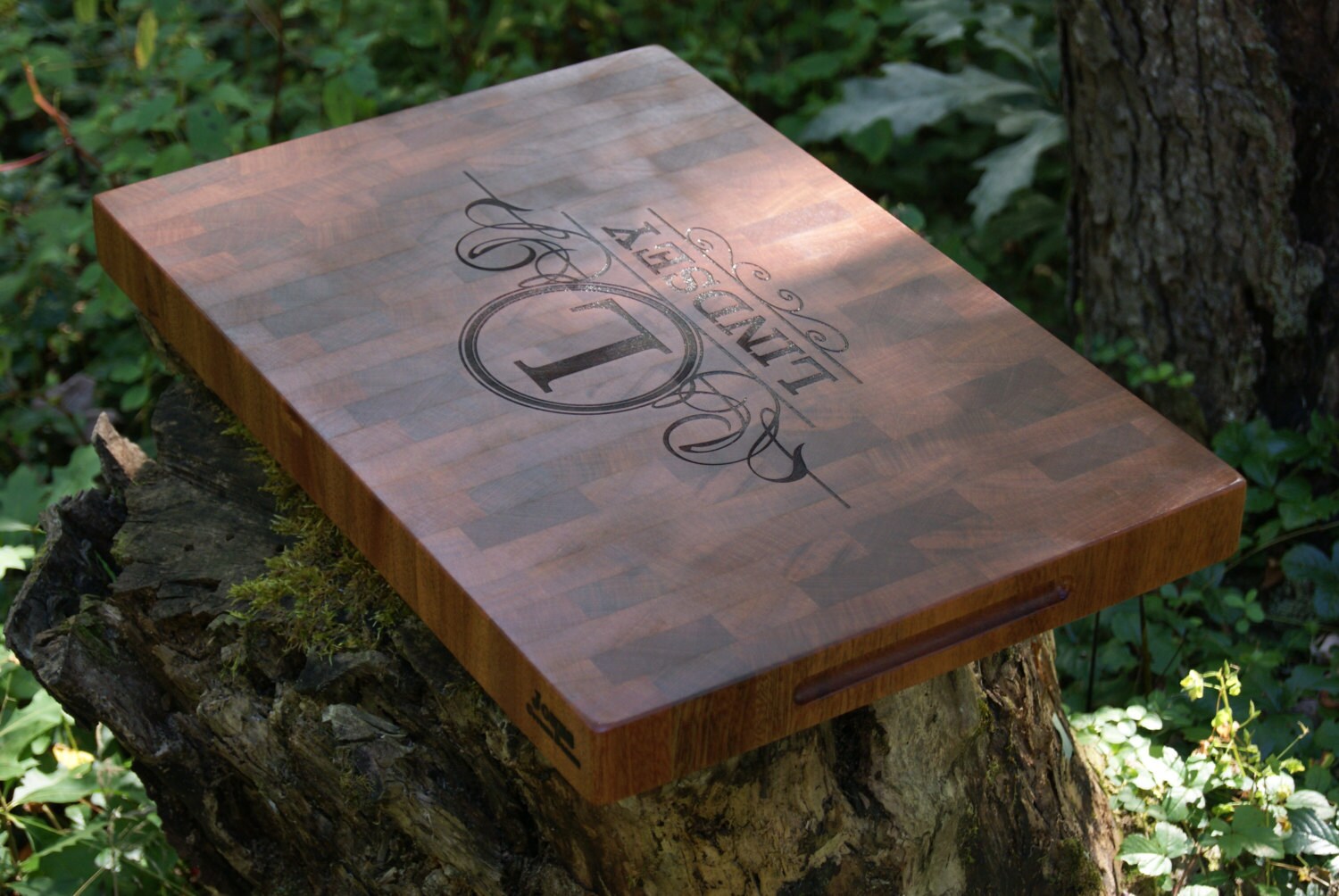 Personalized Engraved Cutting Board Butcher Block Sapele