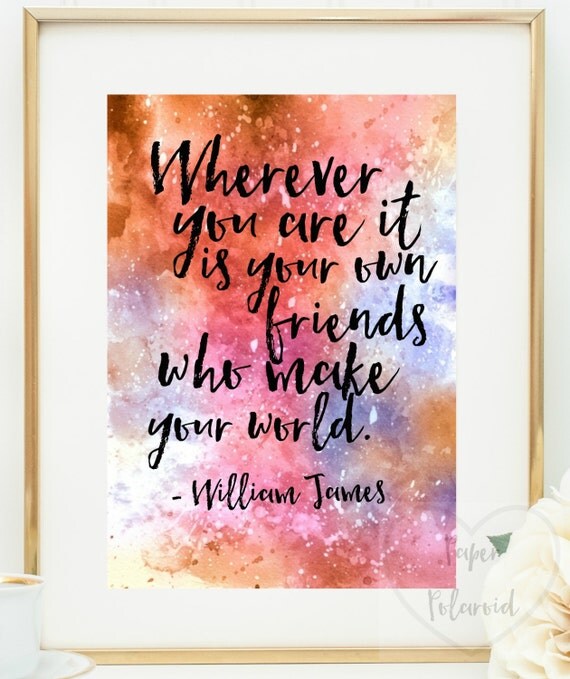 Watercolor friendship quote . Printable art frameable wall