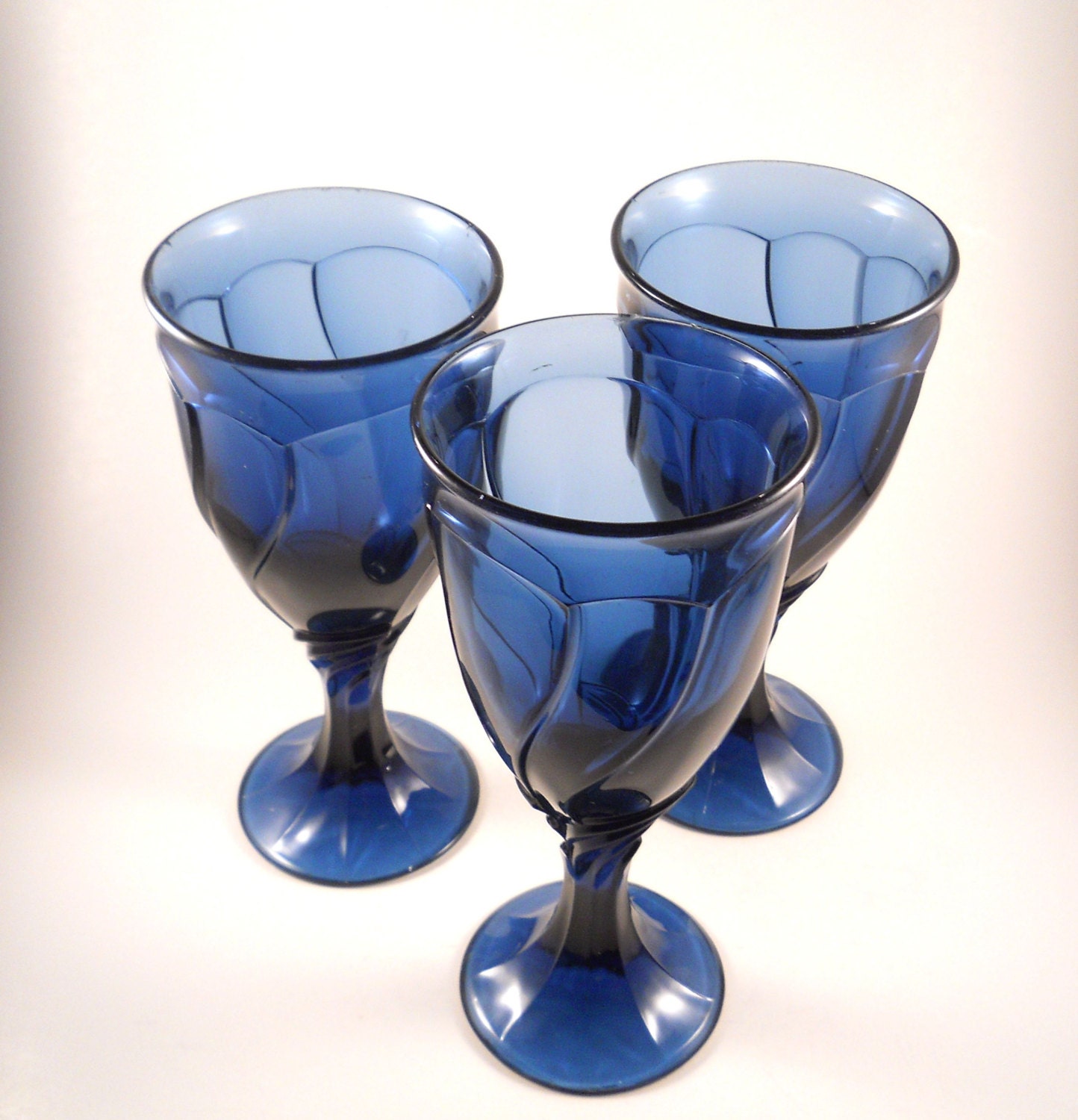 Noritake China Crystal Sweet Swirl Cranberry blue Wine Glasses