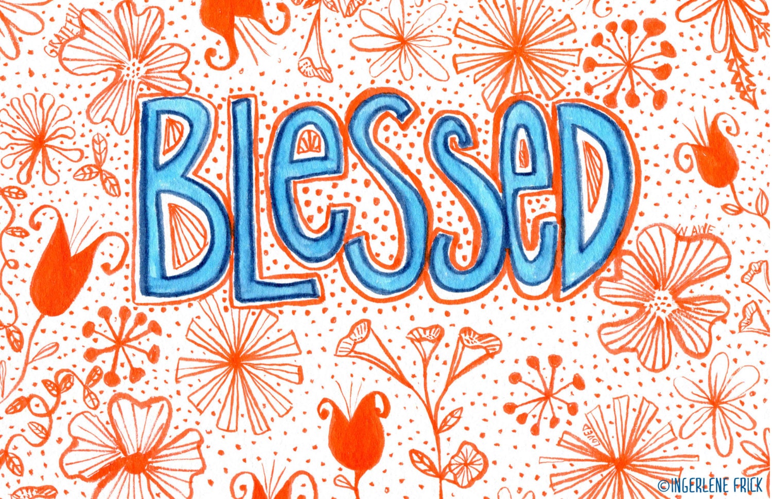 Blessed 8x10 archival art print hand lettering nursery