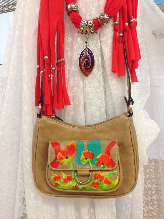 Hand Painted Purse Wearable Art Upcycled Floral by ItsCATHARTIC