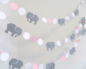 Pink & Gray Elephant baby shower Decorations - Gray Elephant Nursery Decoration - Pink and Gray Baby Shower Garland / Custom colors