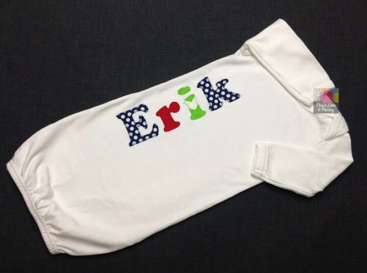 Personalized Baby Boy Gown Personalized by PeaceLoveandPaisley