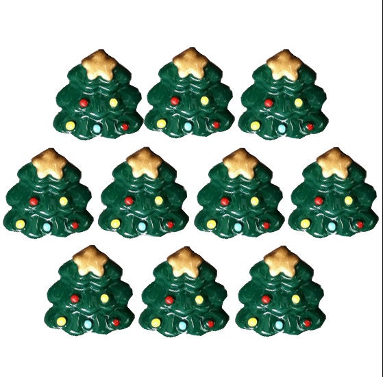 10pcs X'mas Christmas Tree Green Resin by TheButtonSisters on Etsy