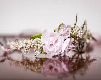 Flower Crown - Fairy Crown - Flowergirl hairpiece - Summer Wedding - Newborn Photo Prop - Wedding Crown - Floral Hairpiece