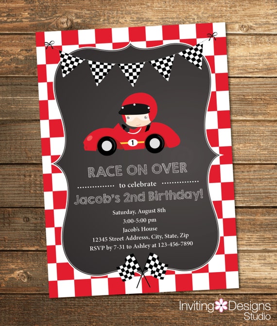 Race Car Themed Birthday Invitations 1