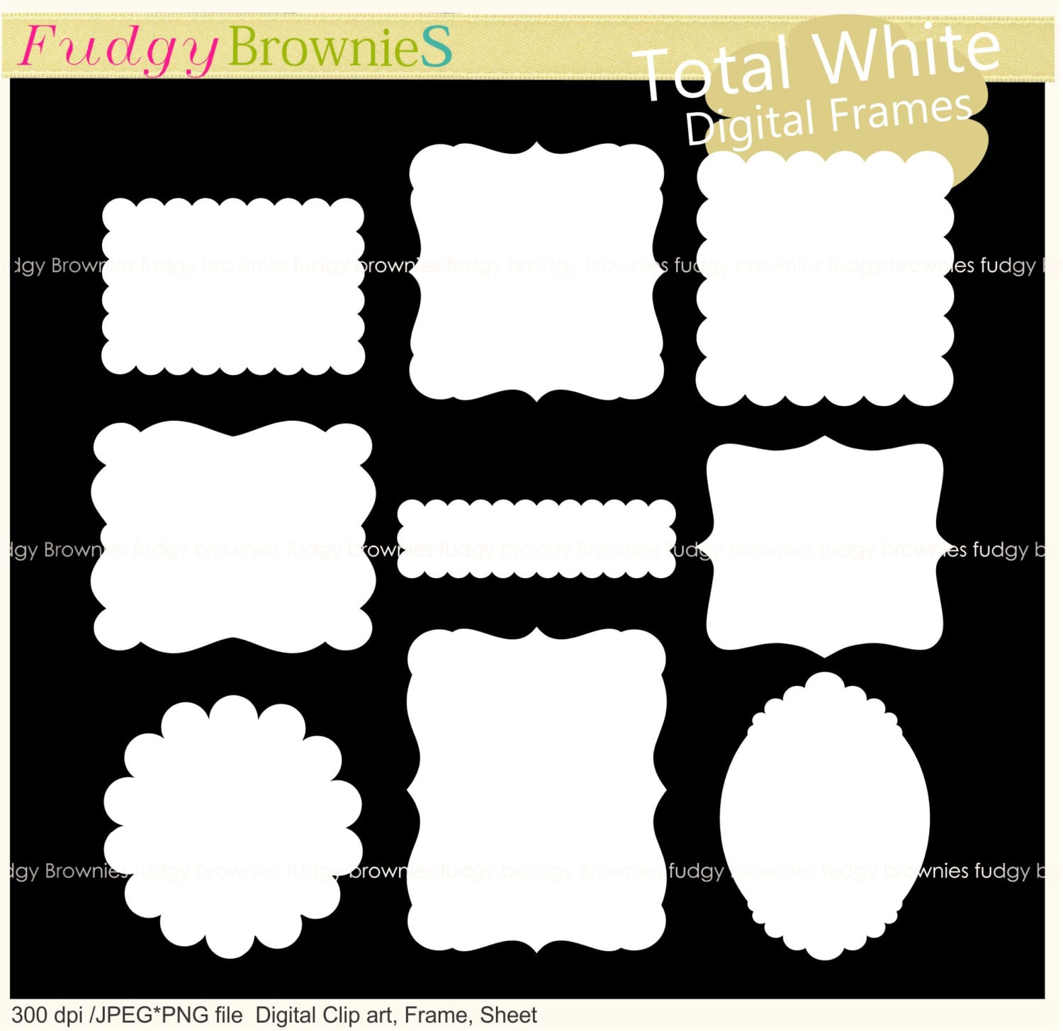 ON SALE scallop frame clipart white scallop frame frames