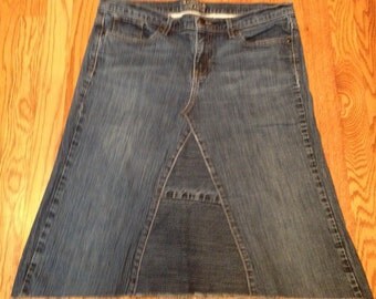 Ladies size 14, jean skirt, knee length denim skirt