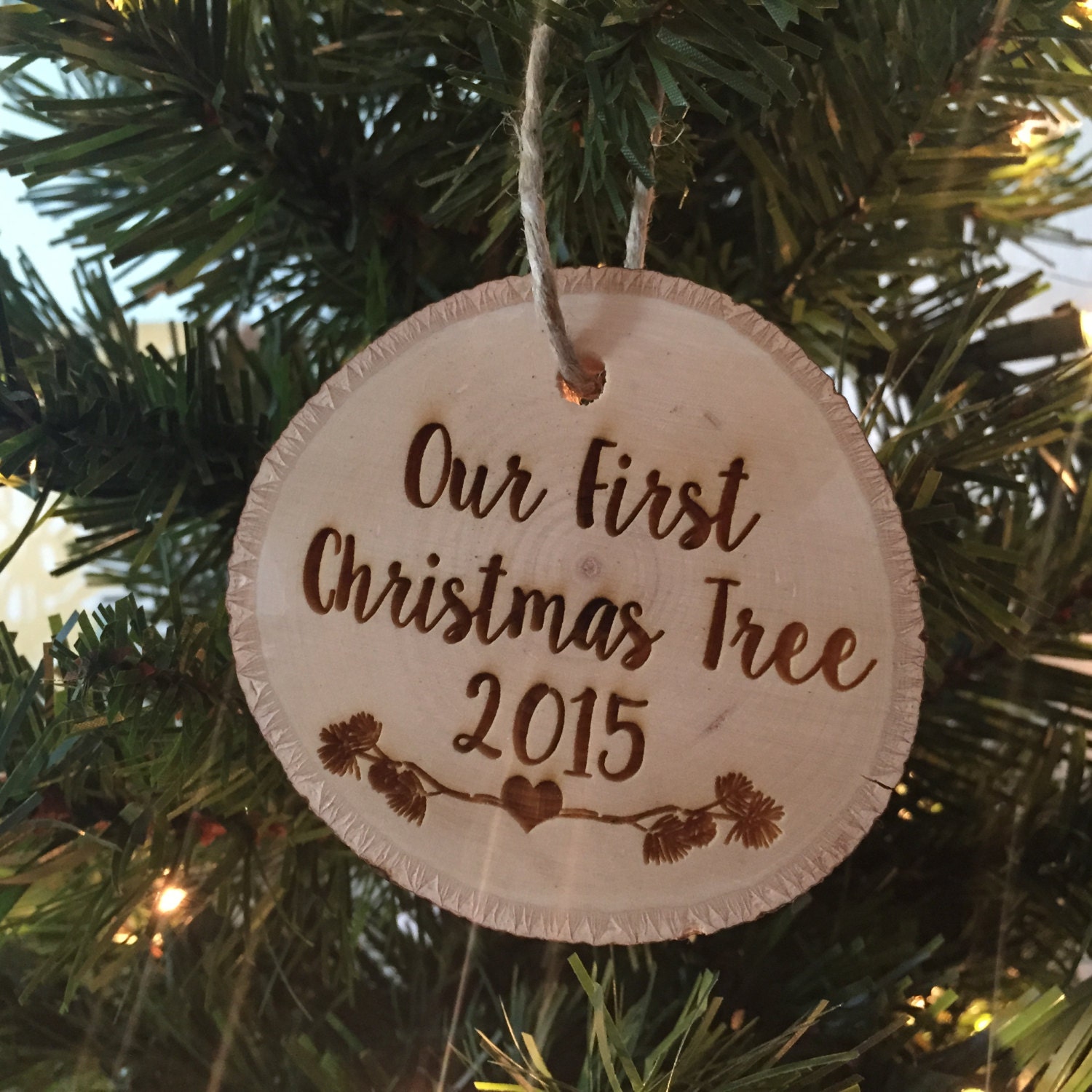 Our First Christmas Tree Ornament Tree Slice Christmas