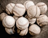 Sports Decor Baseball Sports Fan Boys Room Rustic Art Tan Brown Neutral Sepia Bar Restaurant Decor Large Wall Art, Fine Art Print