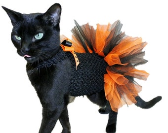 Cat Costume - Cat Clothes - Halloween Black and Orange Cat Tutu - Cat Dress - Cat Clothing - Cat Halloween Costume