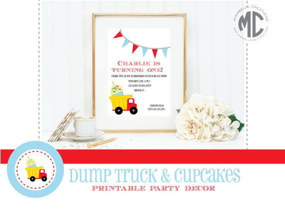 PRINTABLE PARTY COLLECTION -- Dump Truck Party Collection -- Mirabelle Creations Il_570xn