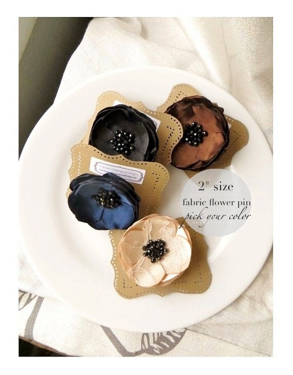 PICK 1 SMALL Silk Flower Pin 2 Satin Fabric Flower