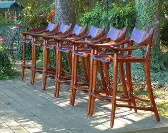 Bar Stools, Matched Set of 6 Built from Sapele
