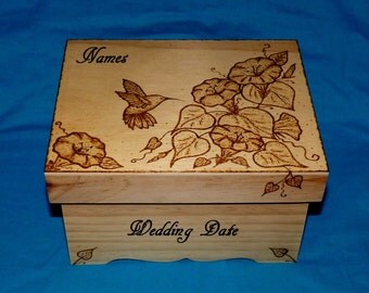 Decorative Wooden Wedding Card Box Wood Burned Box