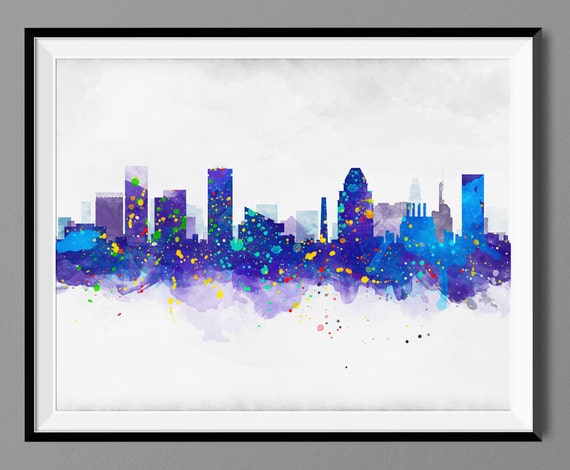 Baltimore Maryland Skyline Watercolor Art Print Poster