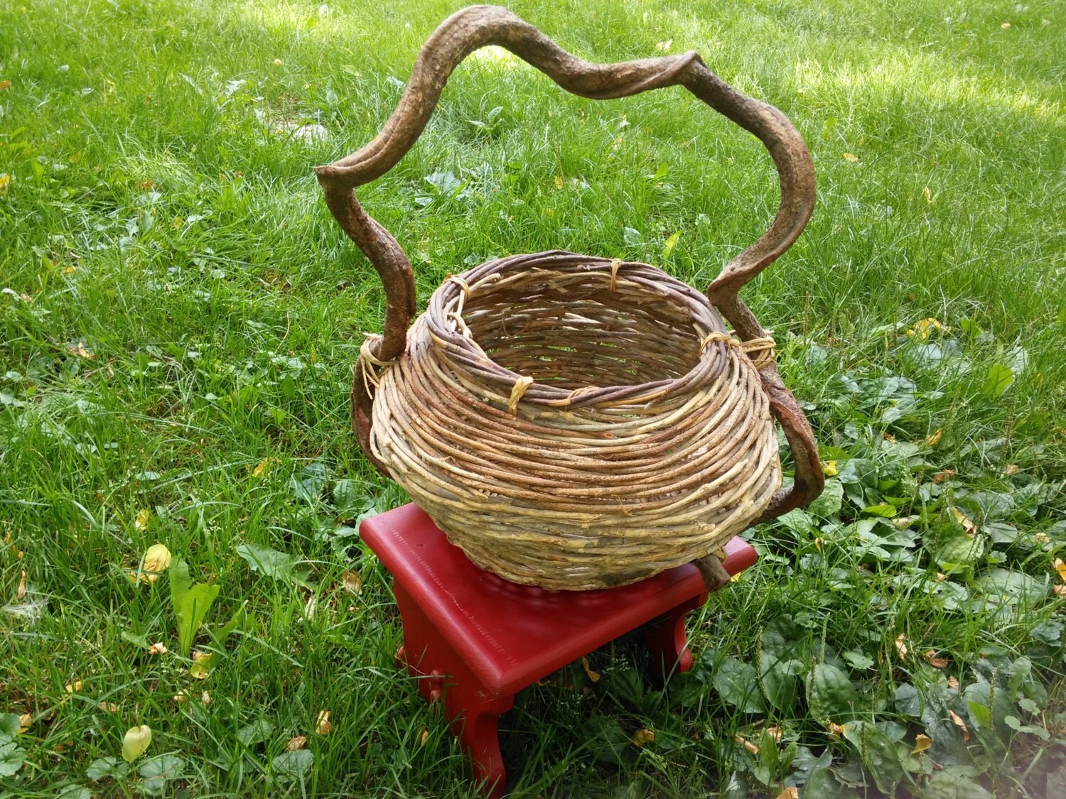 Vintage Grapevine Basket Large Easter Basket with a