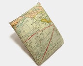 Hand Crafted Tablet Case From Atlas/ Map of the World Fabric /Case for: iPad mini, Kindle Fire HD 7, Samsung Galaxy 7, Nook HD 7