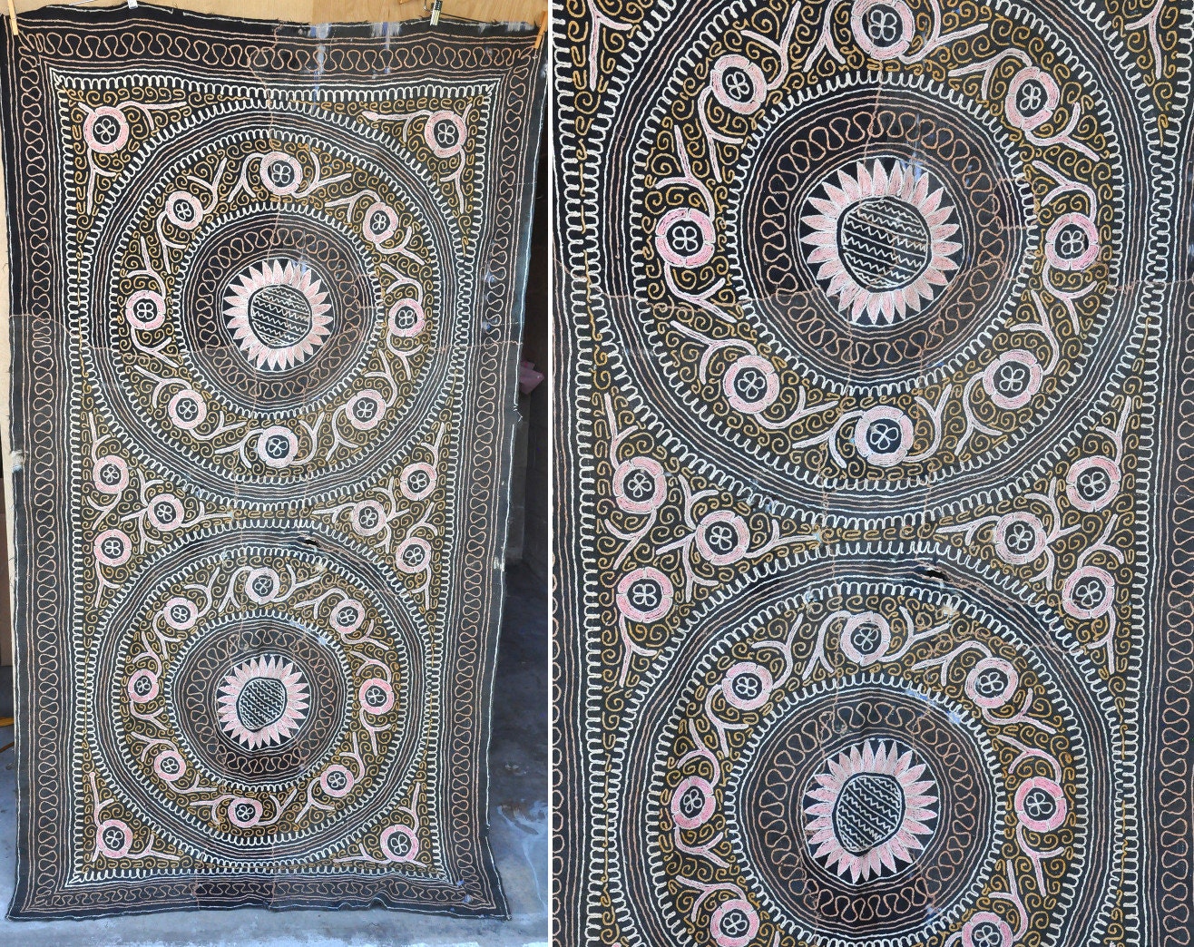 Embroidered Indian Rug Wall Hanging Tapestry Textile Oversized