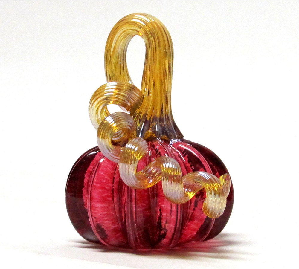 Mini Glass Pumpkin Ruby by HansonArtGlass on Etsy