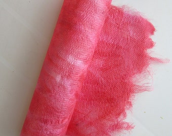 Pink Craft Paper - Silk Fusion Sheet - Textile Art and Craft - Pink and Red