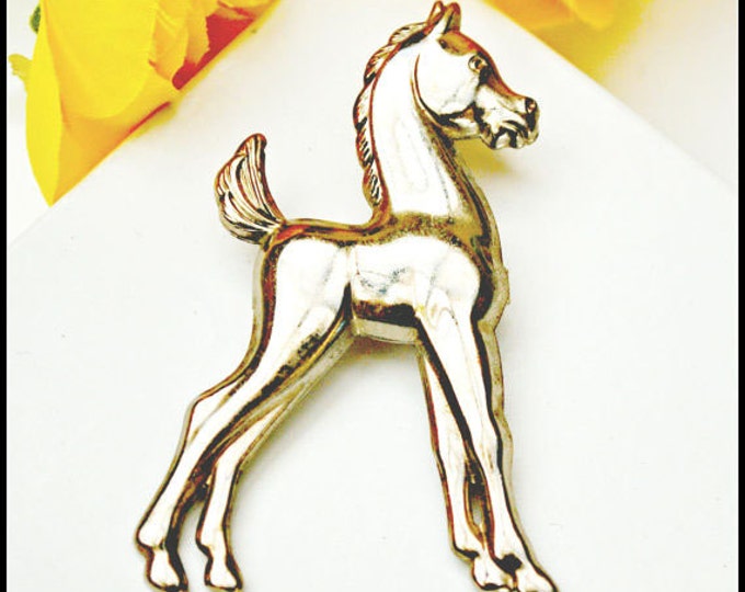 Horse Brooch vintage silver pony equestrian pin