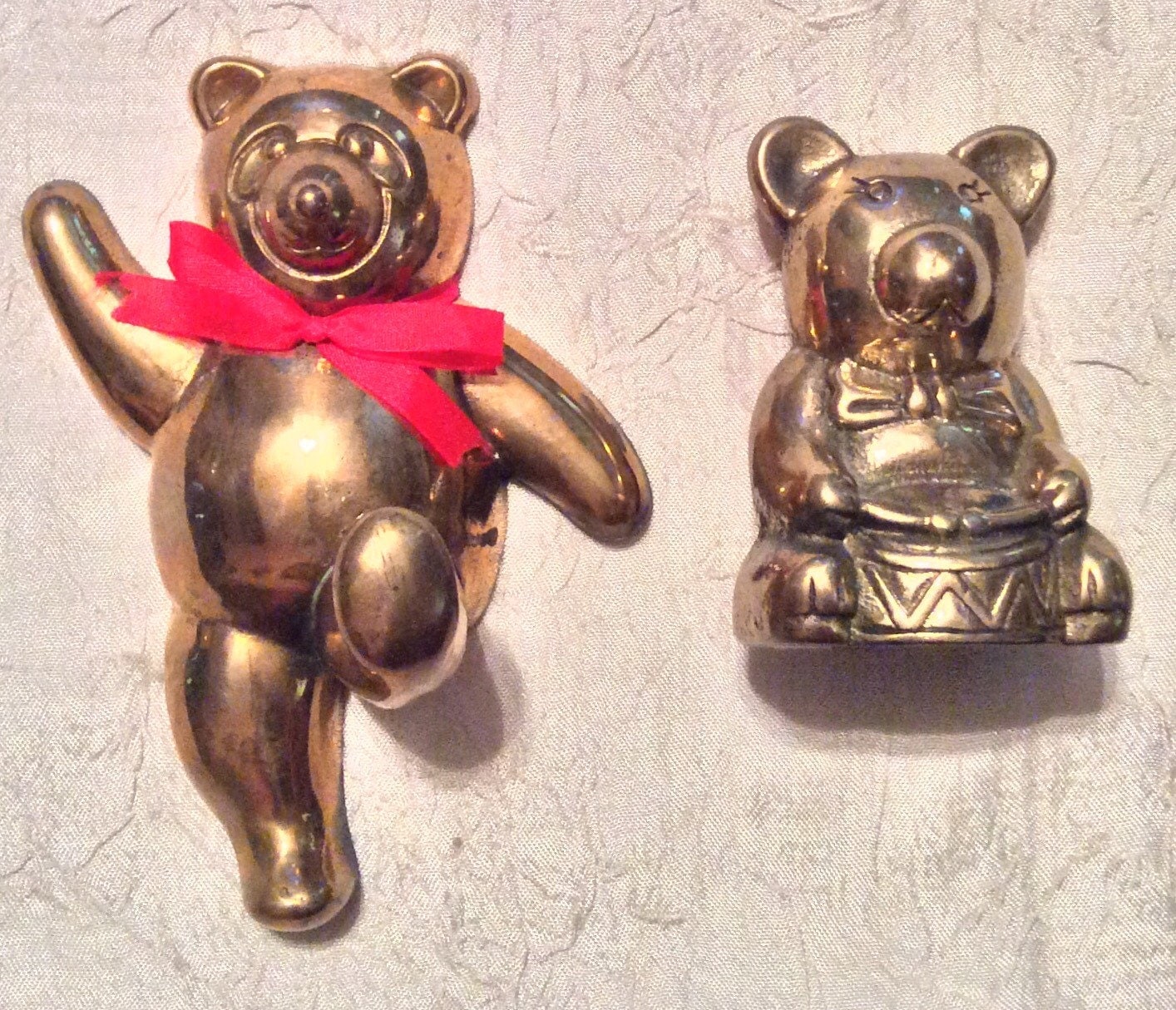 Vintage Set of Bears 5 Solid Brass Teddy Bear Brass