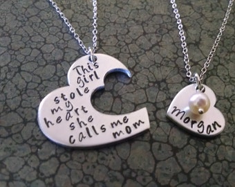 Mother Daughter Jewelry Mother Daughter Necklaces This Girl Stole My Heart She Calls Me Mom