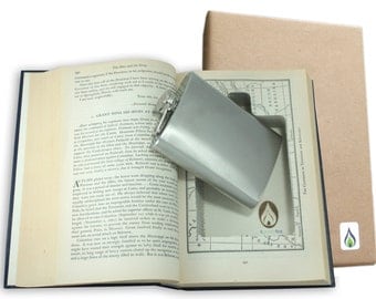 SneakyBooks Hollow Book Safe & Flask (hand cut from repurposed book) by Greenfire Products