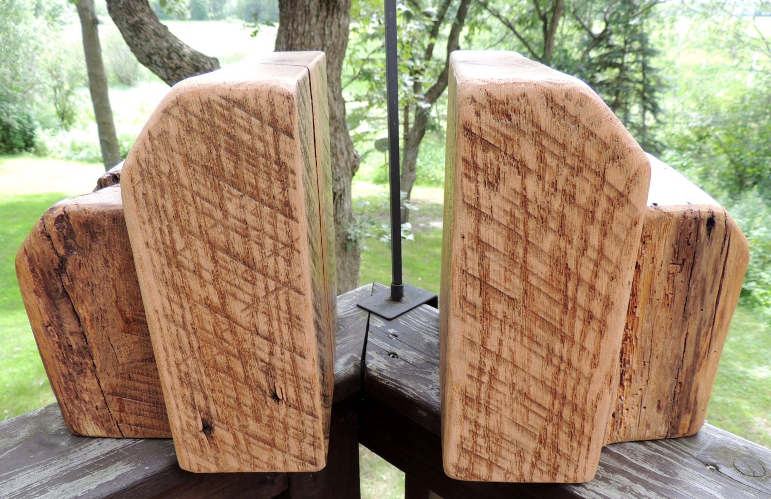 rustic wood bookends