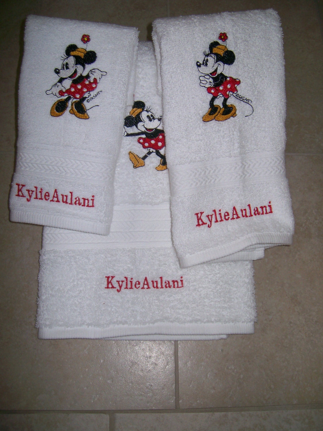 Minnie Mouse 3 Piece Embroidered Bath Towel Set by ...