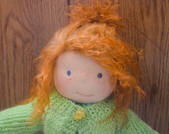 Custom 15 inch Waldorf Doll with Lambskin wig