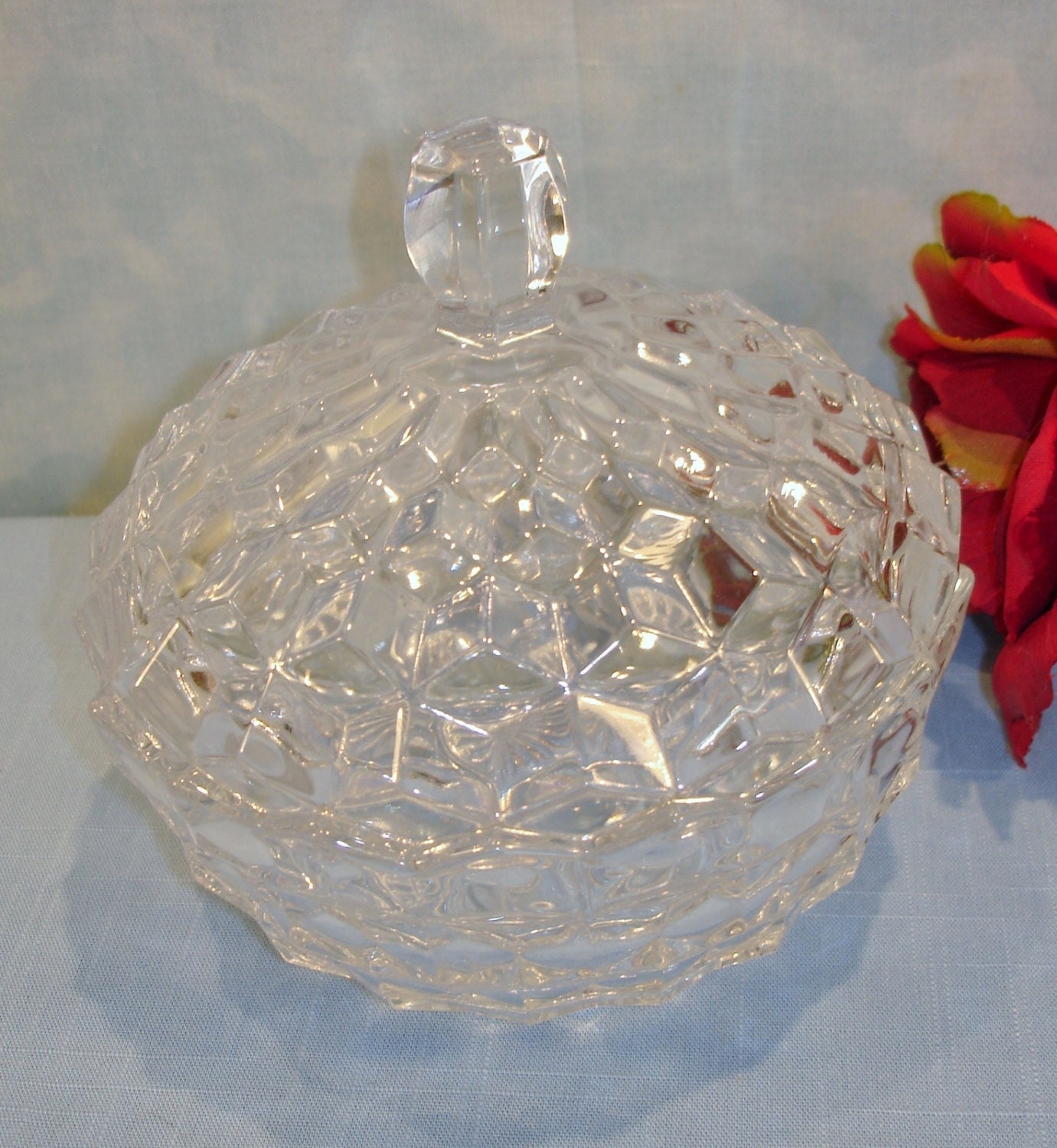Fostoria American Crystal Candy Dish with lid