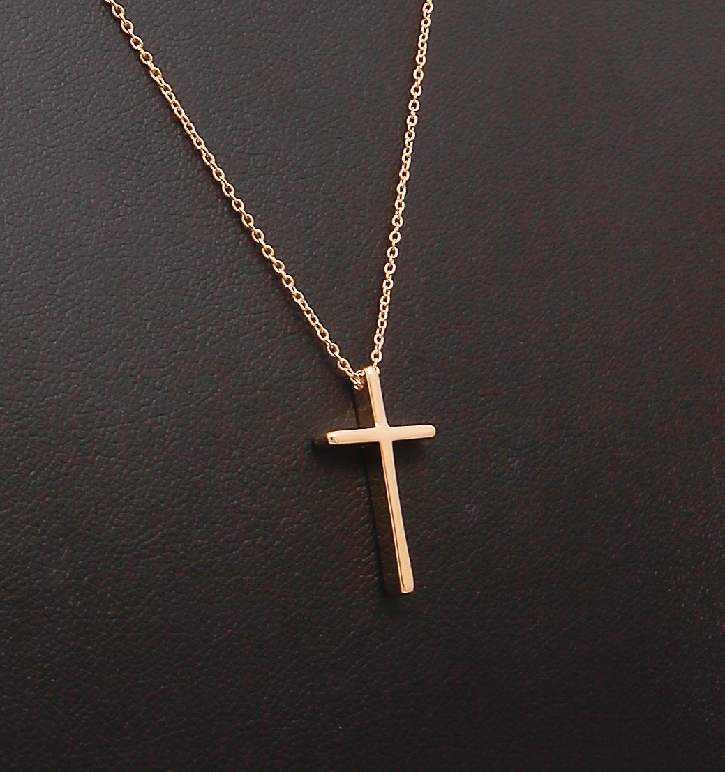 Gold Cross Necklace Cross Pendant Delicate Fine Chain