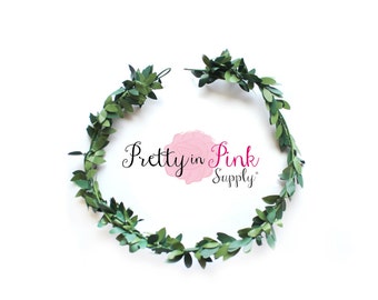 Green Leaf Crown Wreath- DIY Floral Crown- Leaf Crown- Unfinished Leaf Crown-Bridal Crown-Wedding Crown-Flower Girl Crown- DIY Wedding-