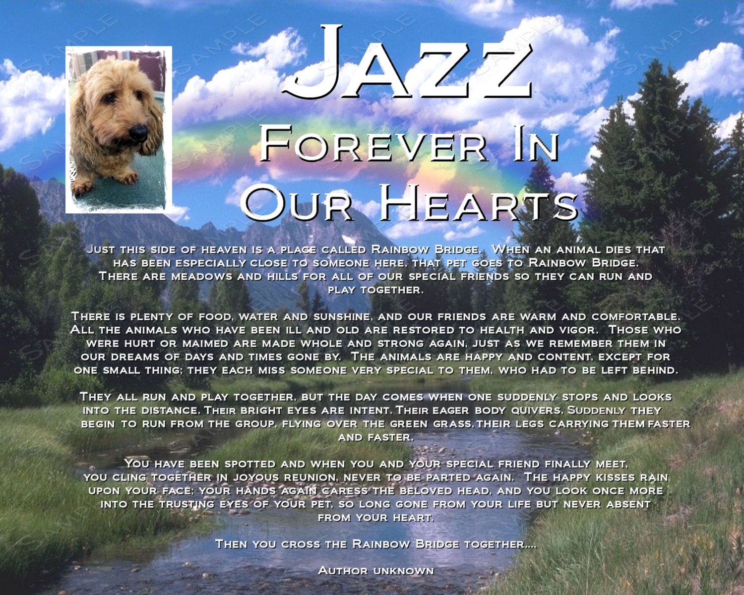 Personalized Pet Memorial Rainbow Bridge Pet by rainbowbridgepoem