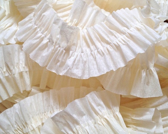 Ivory Ruffled Crepe Paper Streamers - 36 Feet - Party Supplies Il_570xn